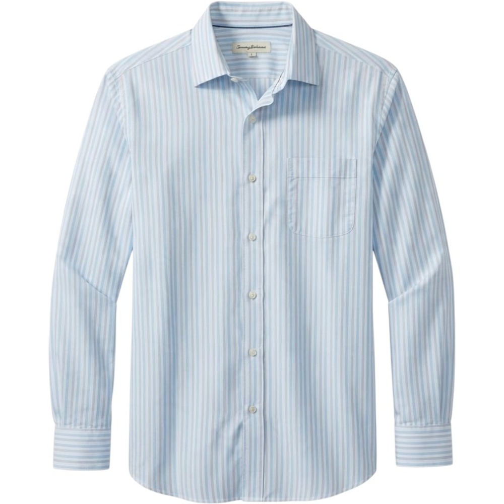 Tommy Bahama Mens 16 32-33 Striped Long Sleeve Button Down Shirt Blue White
